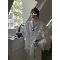 美型落肩白襯衫