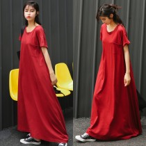 紅色超長洋裝