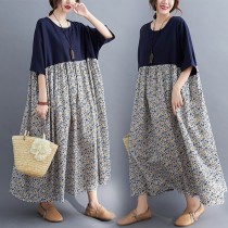 深藍碎花洋裝