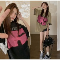 美式復古立體印花男友風t-shirt