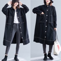 黑色長牛仔外套