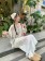 甜美彩色波點長上衣+白緹花長褲 套裝