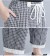 夏季方格棉麻寬褲
