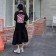 美翻！LOVE小花雪紡拼接洋裝